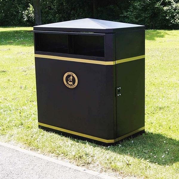 Mlb 224 steel litter bin black body gold beading min
